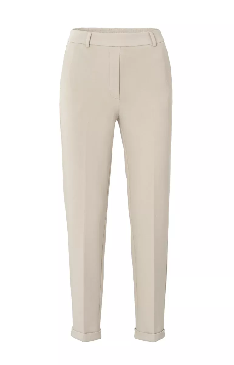 YAYA-Scuba straight leg trousers; Cotton/Polyester/Elastane-01-309168-501-51305-ZAND