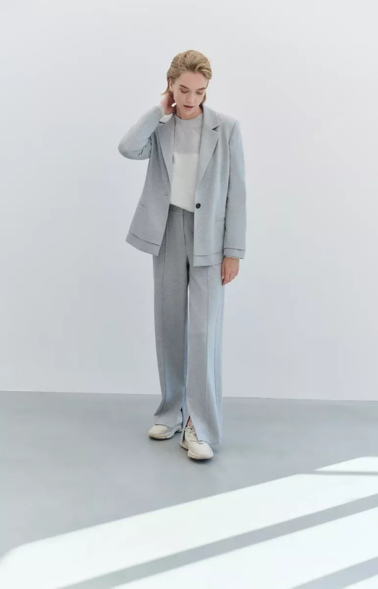 YAYA-Soft melange tailored trousers; Rayon Silk/Polyamide/Elastane-01-301167-501-99800-GRIJS