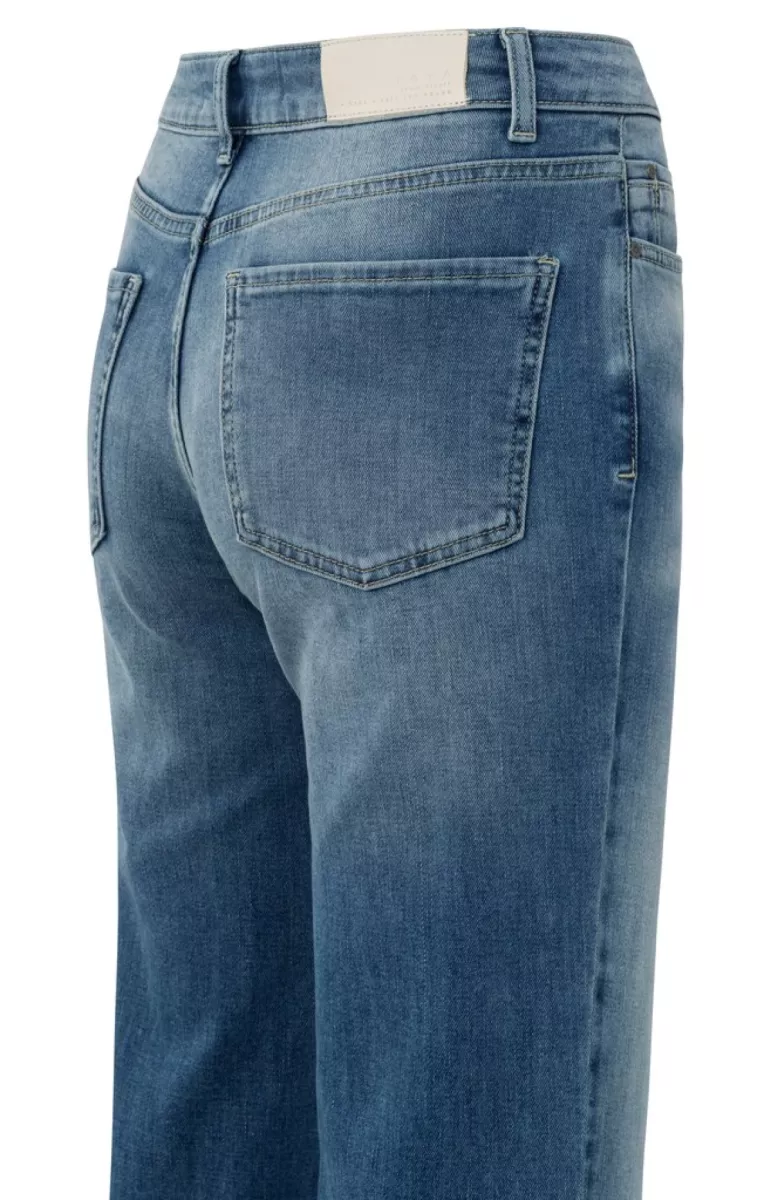 YAYA-Mid waist denim w. roll-up; Cotton/Polyester/Elastane-01-311080-502-99975-BLUE
