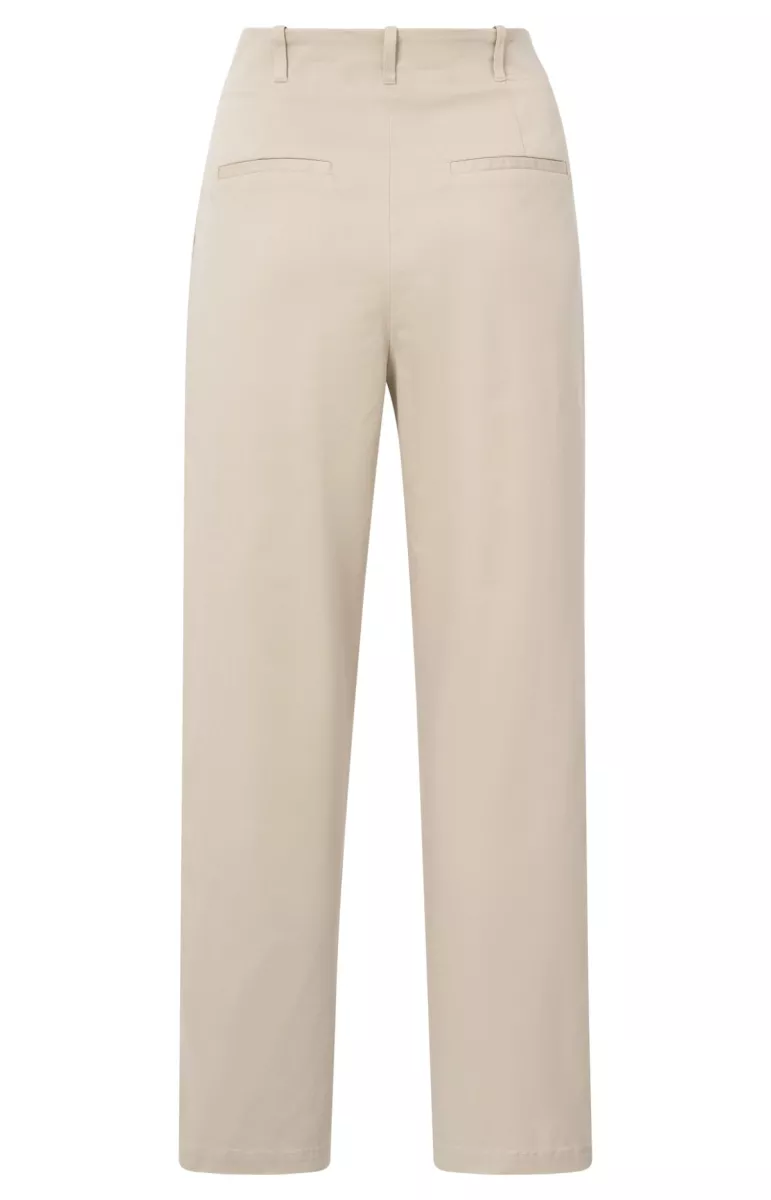 YAYA-Cotton woven high waist trouse; Cotton/Elastane-01-301183-503-51304-BEIGE