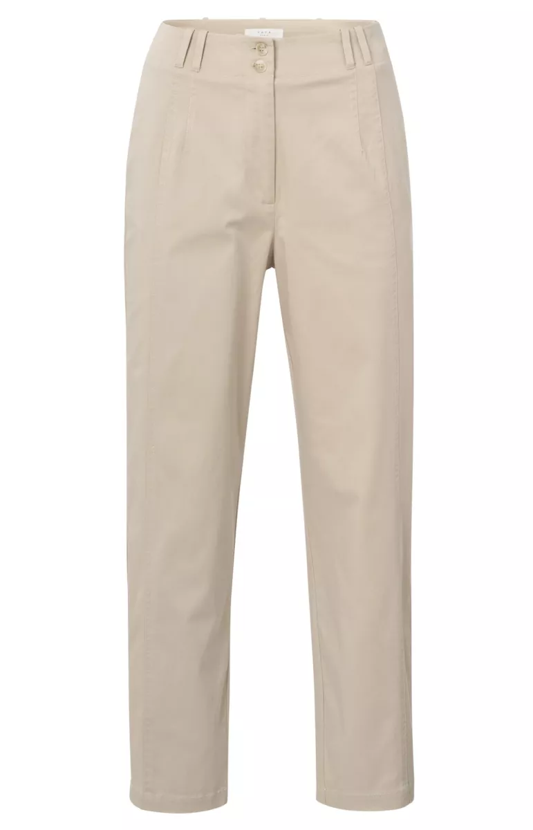 YAYA-Cotton woven high waist trouse; Cotton/Elastane-01-301183-503-51304-BEIGE