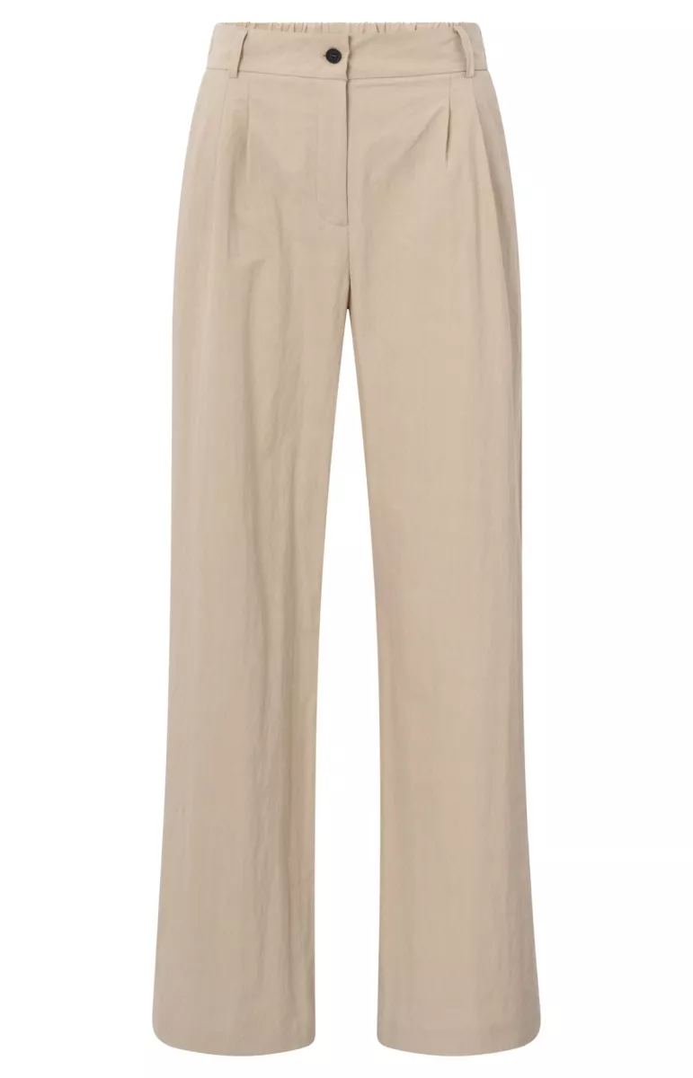 YAYA-Woven cotton high waist trouse; Cotton/Polyamide-01-301178-503-99998-BEIGE