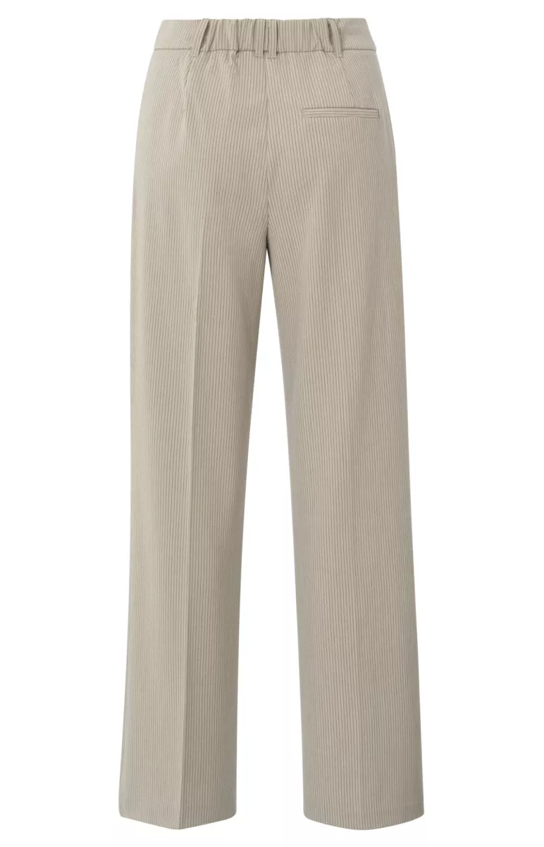 YAYA-Woven pistripe wide leg trouse; Polyester/Viscose/Elastane-01-301180-503-513041-BEIGE