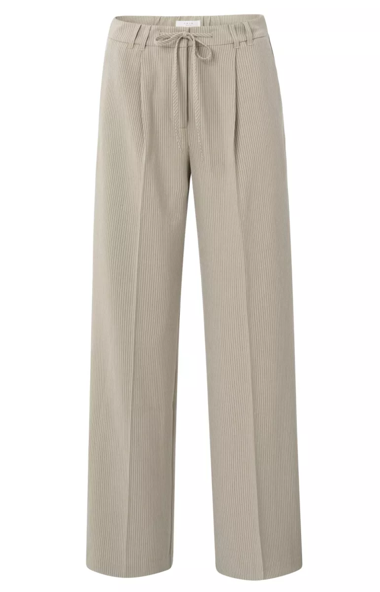 YAYA-Woven pistripe wide leg trouse; Polyester/Viscose/Elastane-01-301180-503-513041-BEIGE