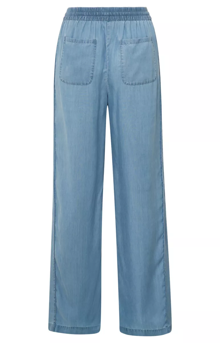 YAYA-Chambray wide leg trousers wit; Lyocell-01-301190-504-99308-JEANS