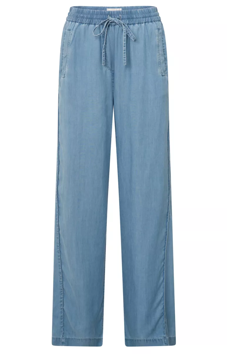 YAYA-Chambray wide leg trousers wit; Lyocell-01-301190-504-99308-JEANS