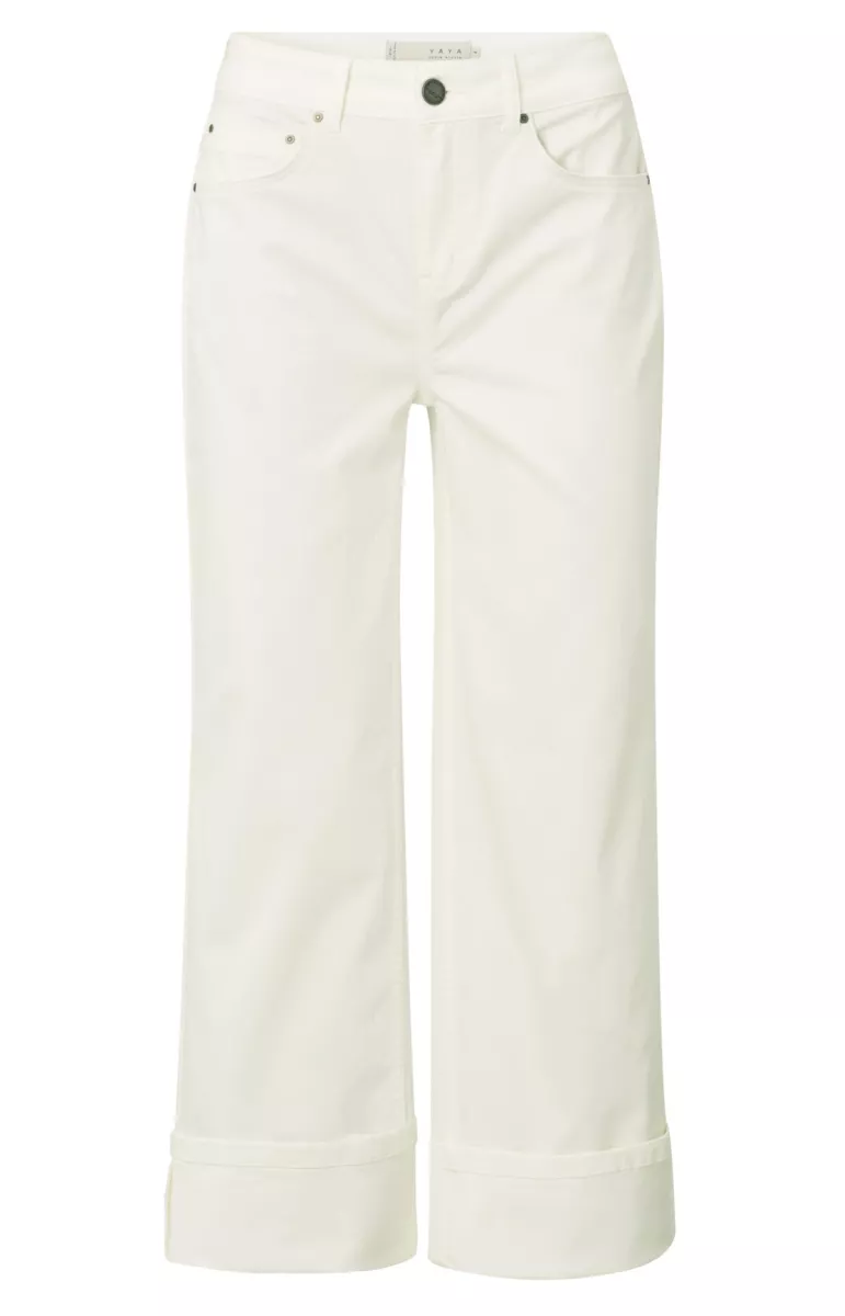 YAYA-Mid waist denim w. roll-up; Cotton/Lyocell/Polyester/Elastane-01-311090-504-00000-WIT