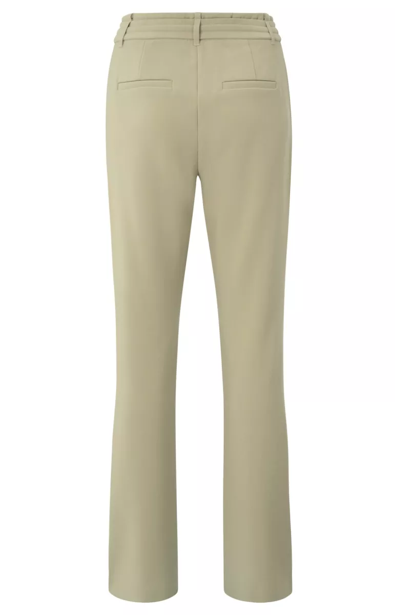 YAYA-woven straight flared trousers; Polyester/Viscose/Elastane-01-301209-504-99980-GROEN