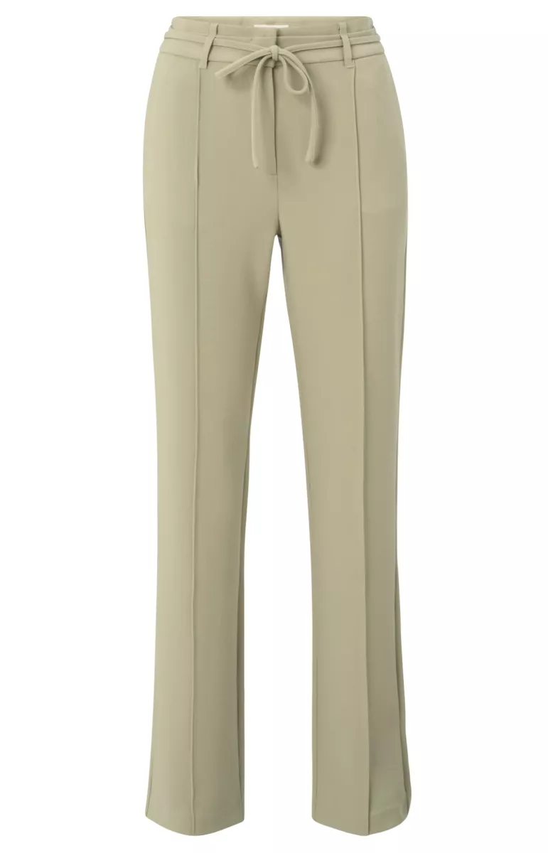 YAYA-woven straight flared trousers; Polyester/Viscose/Elastane-01-301209-504-99980-GROEN