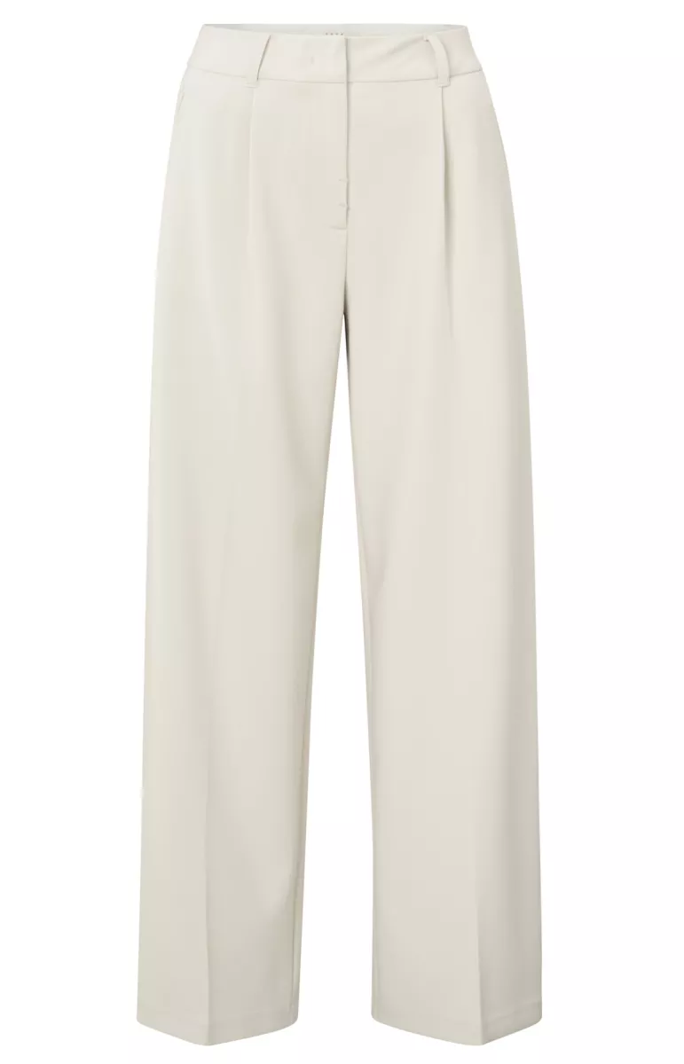 YAYA-Woven wide leg trousers with c; Polyester/Viscose/Elastane-01-301188-504-99979-GRIJS